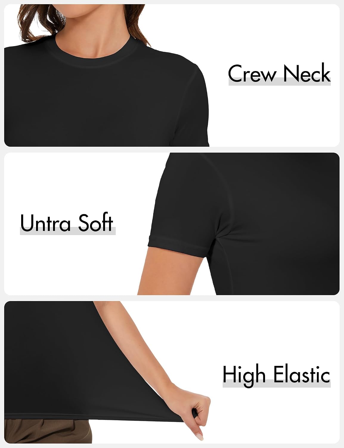 Kinglaman 5 Pack Women's Short Sleeve Basic T Shirts Tees, Slim Fit Crew Neck Tshirt Summer Tops for Casual Workout Trendy