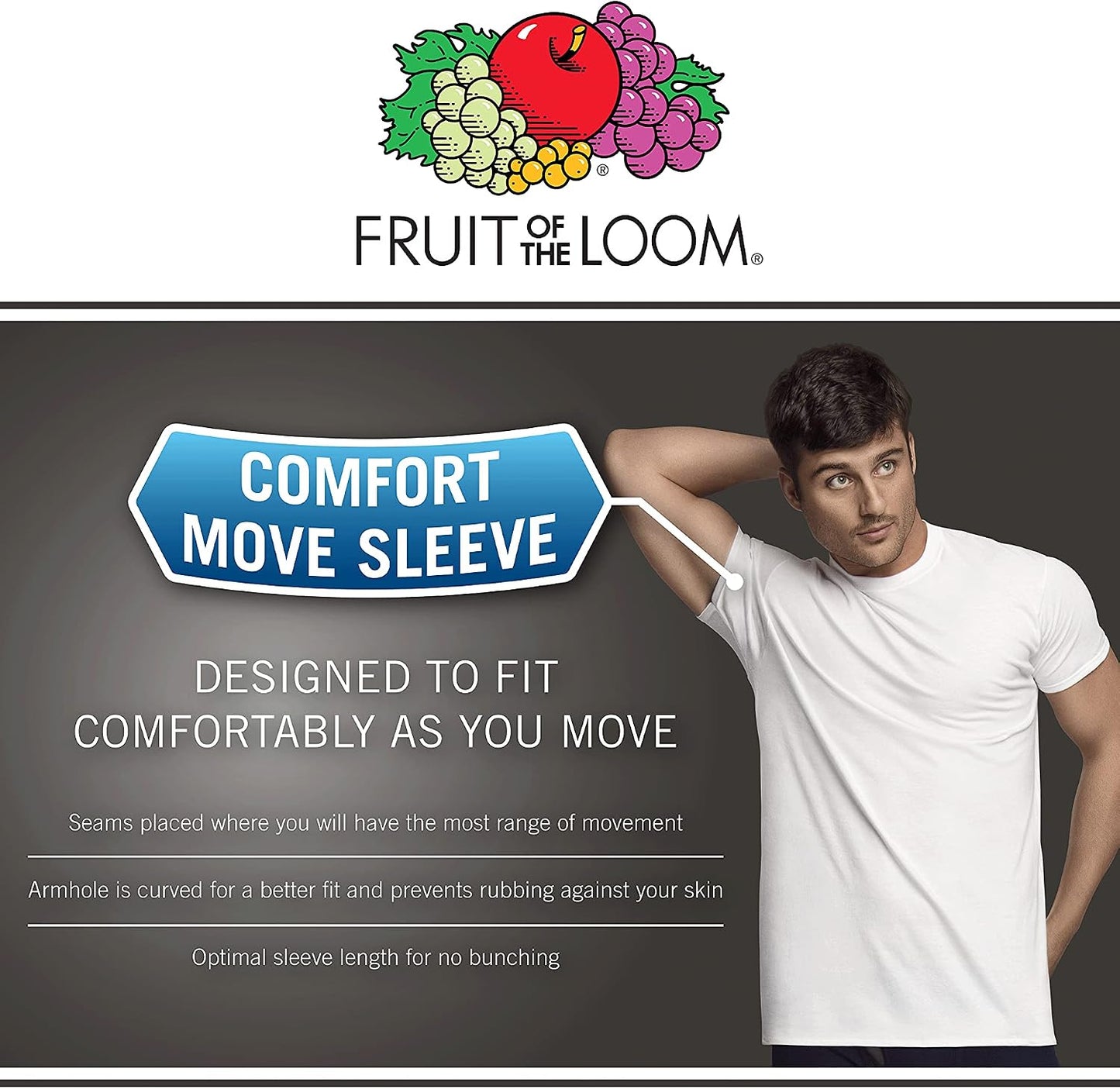 Fruit of The Loom Mens Pocket Tee Undershirts, Moisture Wicking & Tag Free, Short Sleeve Pocket T-Shirts