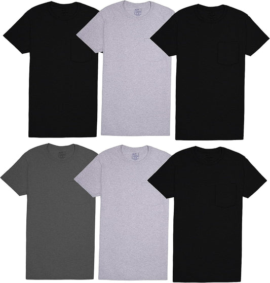 Fruit of The Loom Mens Pocket Tee Undershirts, Moisture Wicking & Tag Free, Short Sleeve Pocket T-Shirts