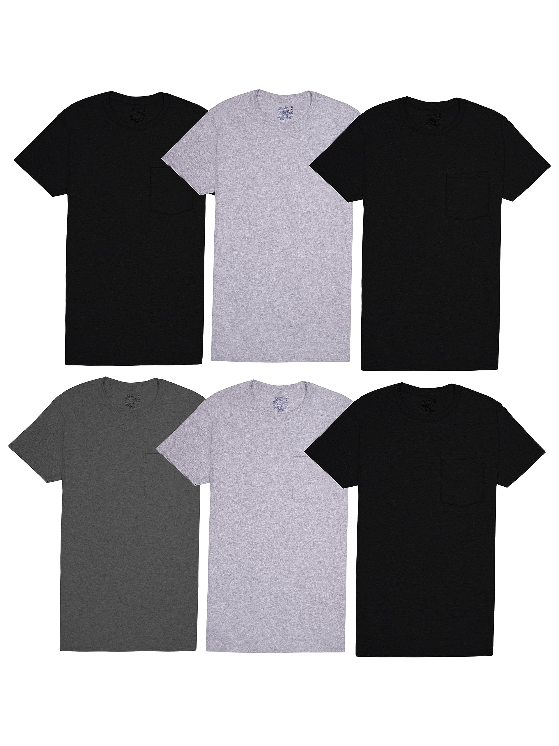 Fruit of The Loom Mens Pocket Tee Undershirts, Moisture Wicking & Tag Free, Short Sleeve Pocket T-Shirts