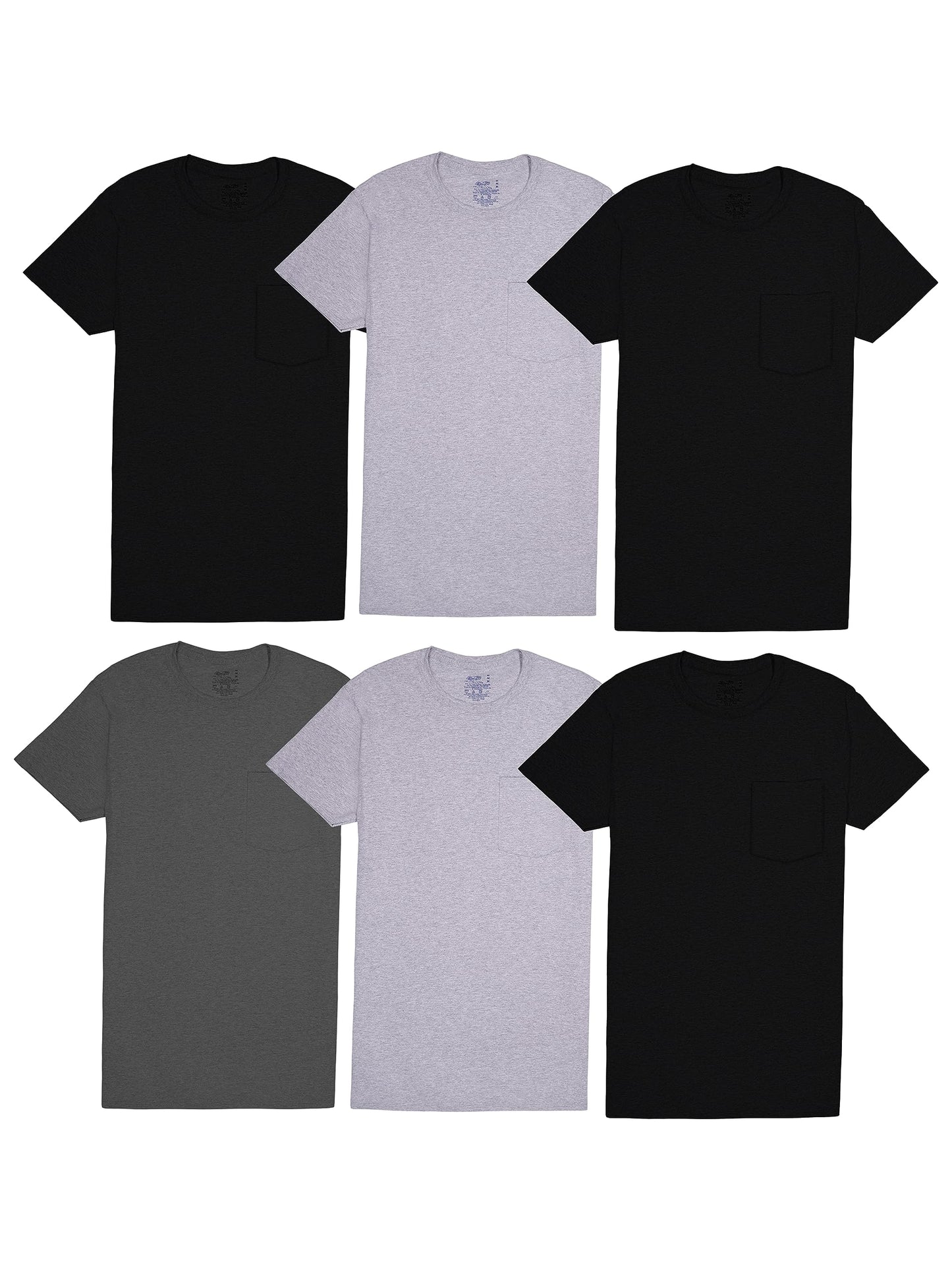 Fruit of The Loom Mens Pocket Tee Undershirts, Moisture Wicking & Tag Free, Short Sleeve Pocket T-Shirts