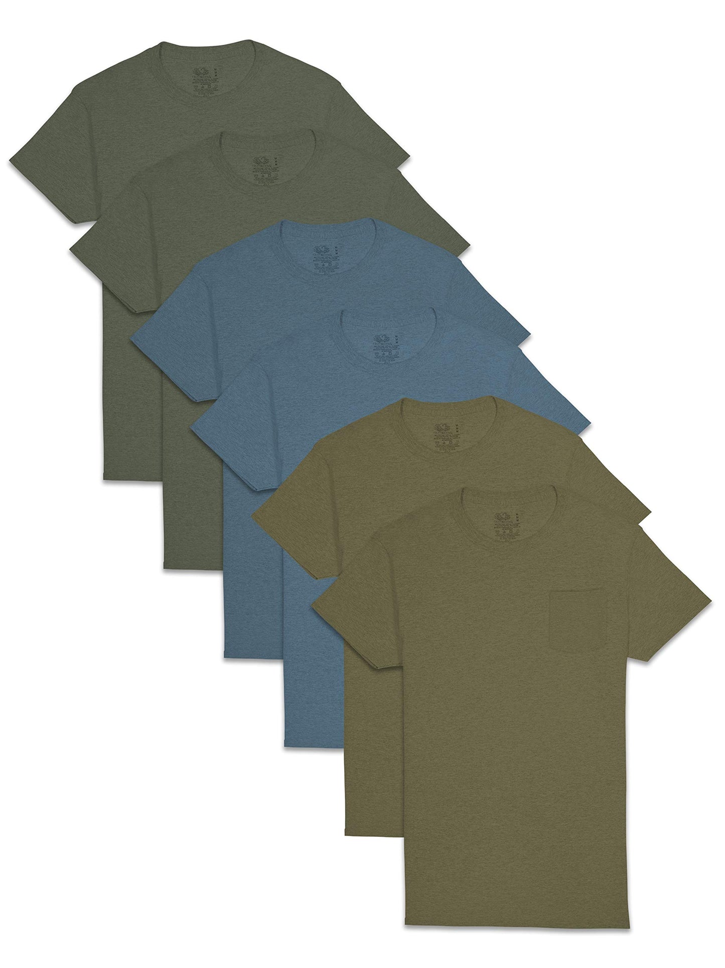 Fruit of The Loom Mens Pocket Tee Undershirts, Moisture Wicking & Tag Free, Short Sleeve Pocket T-Shirts